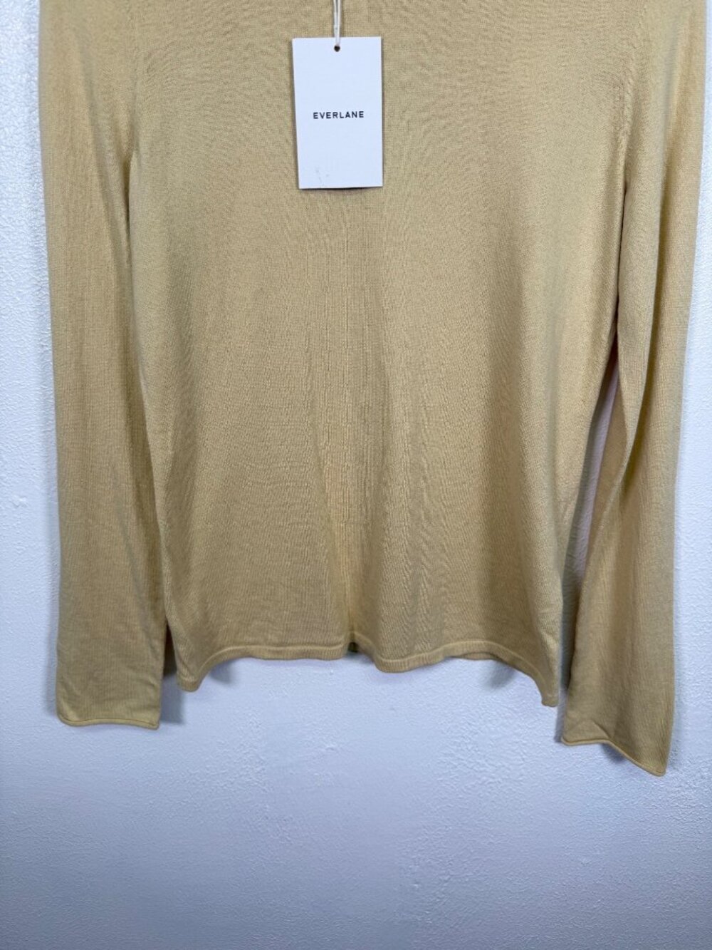 Everlane Crewneck Sweater Organic Cotton Cashmere Parsnip Yellow Layer Top Small - Picture 10 of 10
